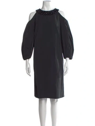 Pre-owned Escada Off-the-shoulder Knee-length Dress In Black