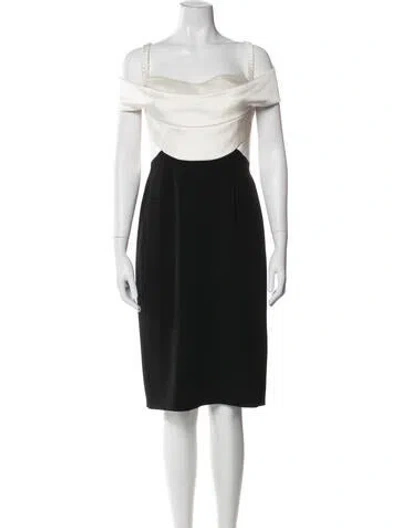 Pre-owned Escada Off-the-shoulder Knee-length Dress In Black
