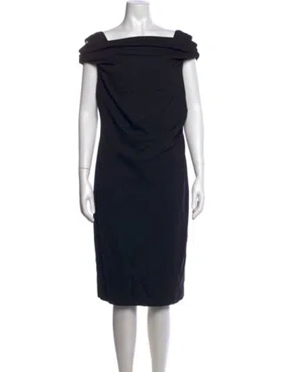 Pre-owned Escada Off-the-shoulder Knee-length Dress In Black