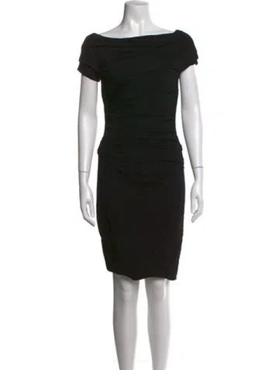 Pre-owned Escada Off-the-shoulder Knee-length Dress In Black