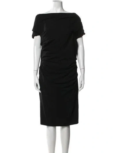 Pre-owned Escada Off-the-shoulder Knee-length Dress In Black