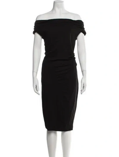 Pre-owned Escada Off-the-shoulder Knee-length Dress In Black