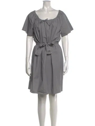 Pre-owned Escada Off-the-shoulder Knee-length Dress In Grey