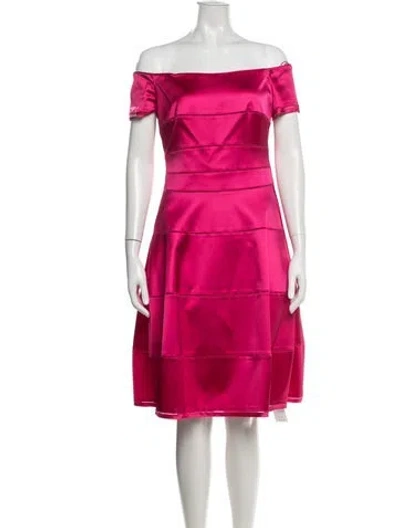 Pre-owned Escada Off-the-shoulder Knee-length Dress In Pink