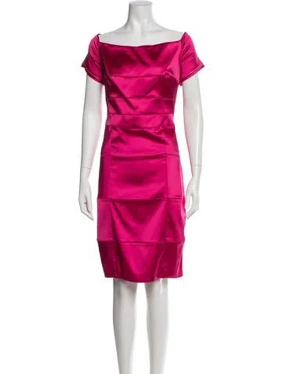 Pre-owned Escada Off-the-shoulder Knee-length Dress In Pink