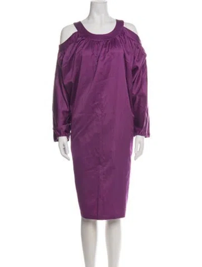 Pre-owned Escada Off-the-shoulder Knee-length Dress In Purple