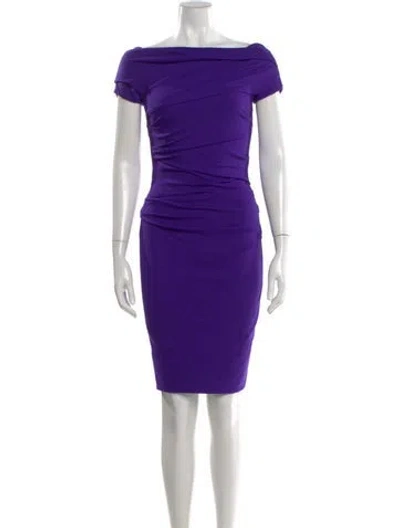Pre-owned Escada Off-the-shoulder Knee-length Dress In Purple