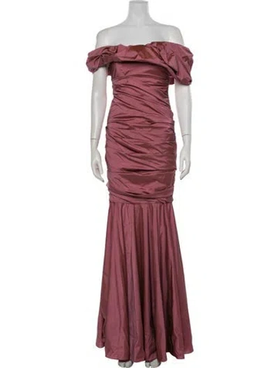 Pre-owned Escada Off-the-shoulder Long Dress In Pink