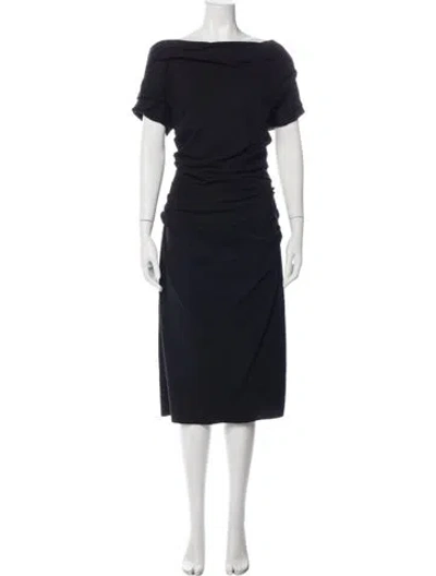 Pre-owned Escada Off-the-shoulder Midi Length Dress In Black