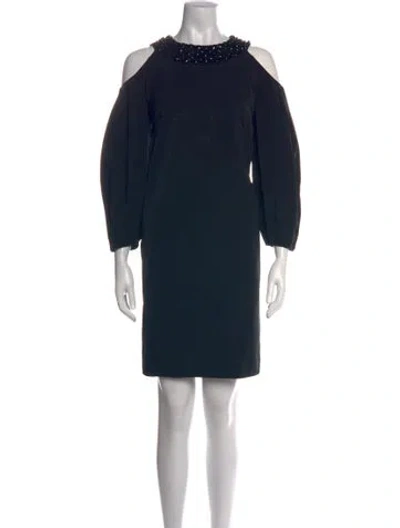 Pre-owned Escada Off-the-shoulder Mini Dress In Black