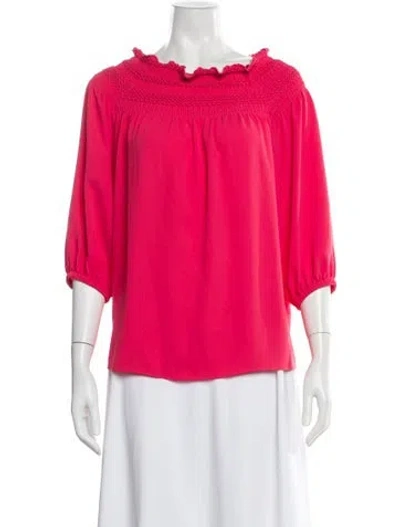 Pre-owned Escada Off-the-shoulder Three-quarter Sleeve Blouse In Pink