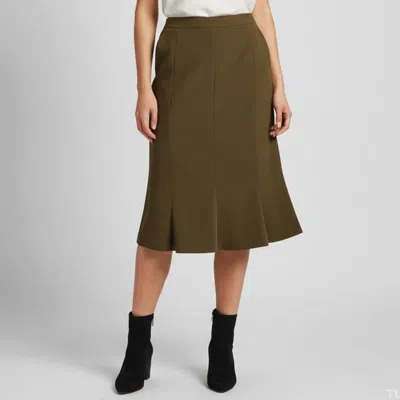 Pre-owned Escada Olive Green Stretch Crepe Knee Length Skirt S