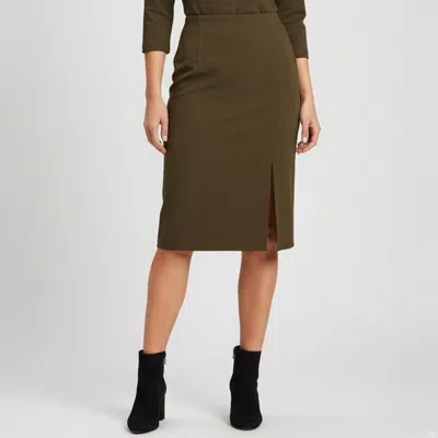 Pre-owned Escada Olive Green Wool Pencil Skirt S