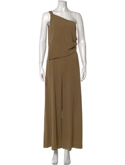 Pre-owned Escada One-shoulder Jumpsuit In Brown