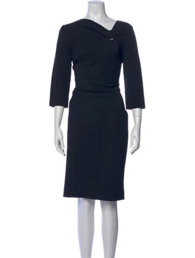 Pre-owned Escada One-shoulder Knee-length Dress In Blue