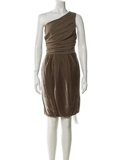 Pre-owned Escada One-shoulder Knee-length Dress In Neutral