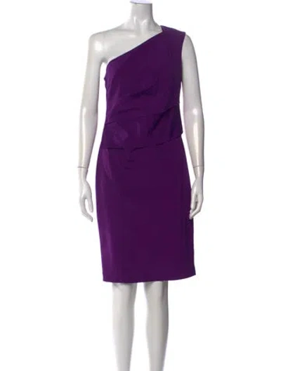 Pre-owned Escada One-shoulder Knee-length Dress In Purple