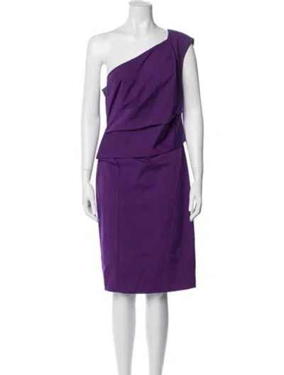 Pre-owned Escada One-shoulder Knee-length Dress In Purple