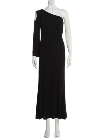 Pre-owned Escada One-shoulder Long Dress In Black