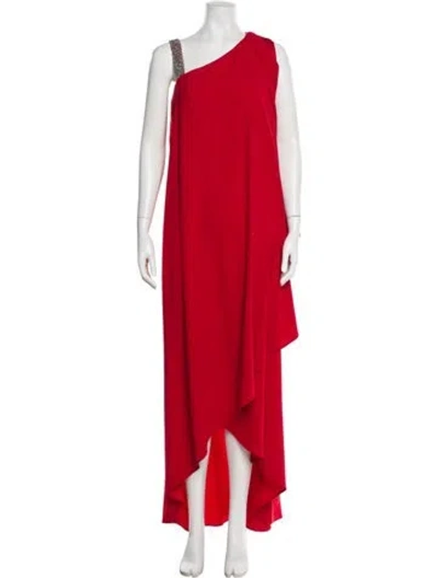 Pre-owned Escada One-shoulder Long Dress In Red