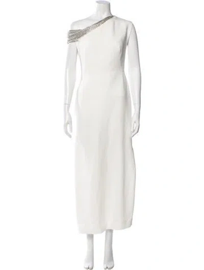 Pre-owned Escada One-shoulder Long Dress In White