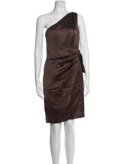 Pre-owned Escada One-shoulder Mini Dress In Brown