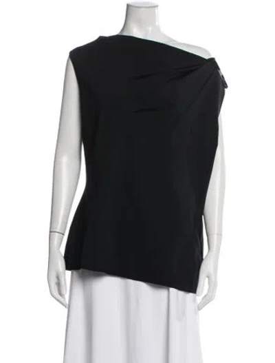Pre-owned Escada One-shoulder Sleeveless Top In Black