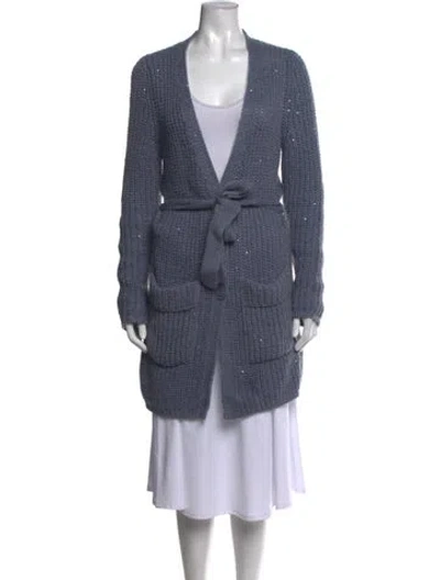 Pre-owned Escada Open Front Sweater In Blue