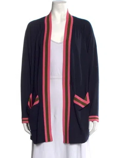 Pre-owned Escada Open Front Sweater In Blue/pink