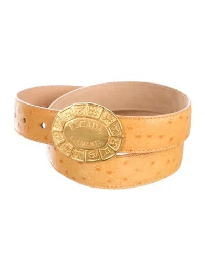 Pre-owned Escada Ostrich Belt In Yellow