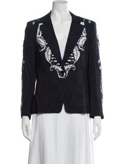Pre-owned Escada Paisley Print Blazer In Blue
