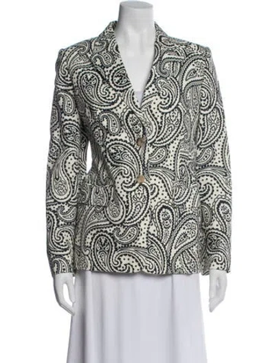 Pre-owned Escada Paisley Print Blazer In White