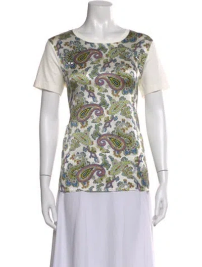 Pre-owned Escada Paisley Print Crew Neck T-shirt In Gray