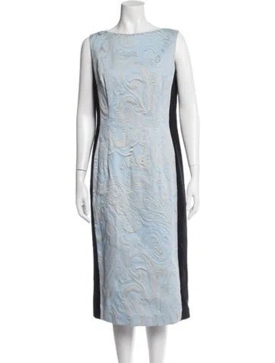 Pre-owned Escada Paisley Print Knee-length Dress In Blue