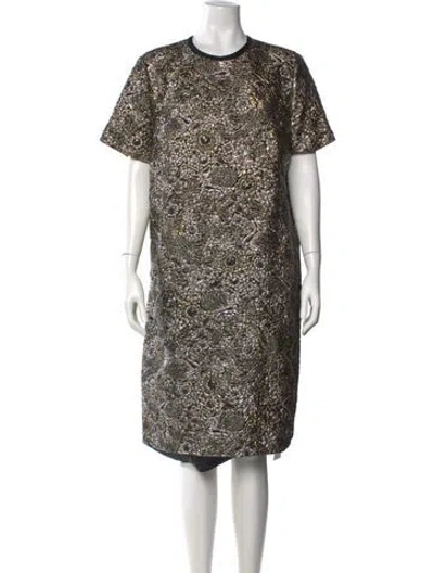 Pre-owned Escada Paisley Print Knee-length Dress In Gold