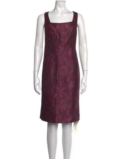 Pre-owned Escada Paisley Print Knee-length Dress In Purple