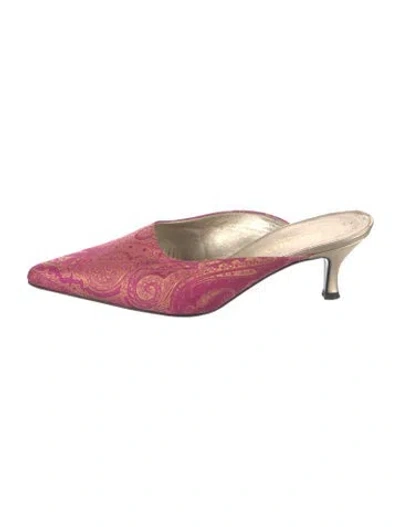 Pre-owned Escada Paisley Print Mules In Pink