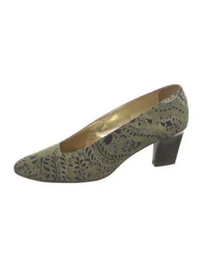 Pre-owned Escada Paisley Print Pumps In Green