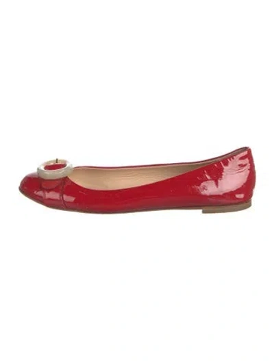 Pre-owned Escada Patent Leather Ballet Flats In Red