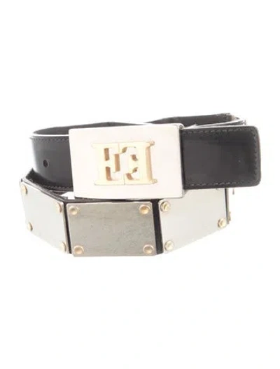 Pre-owned Escada Patent Leather Belt In Black/silver
