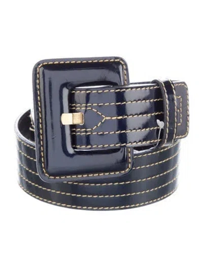 Pre-owned Escada Patent Leather Belt In Blue/yellow