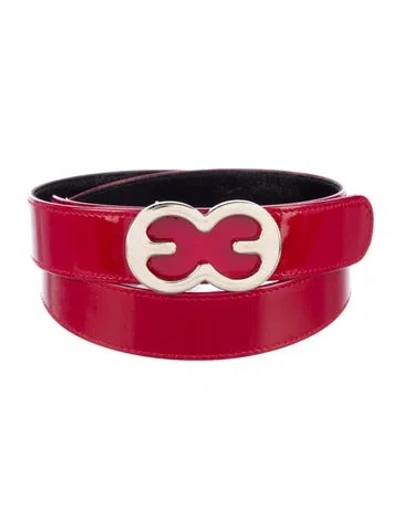 Pre-owned Escada Patent Leather Belt In Red