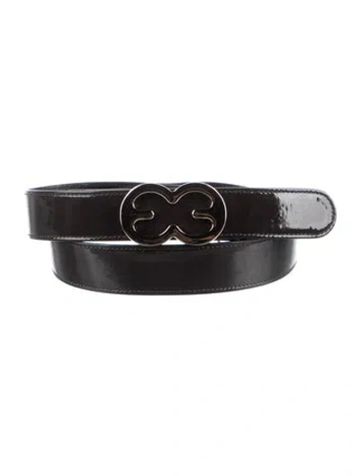 Pre-owned Escada Patent Leather Belt W/ Tags In Grey