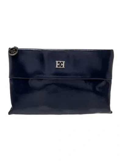 Pre-owned Escada Patent Leather Clutch In Blue