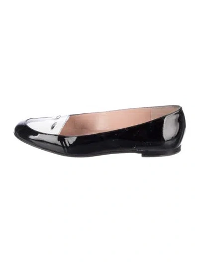 Pre-owned Escada Patent Leather Colorblock Pattern Loafers In Black