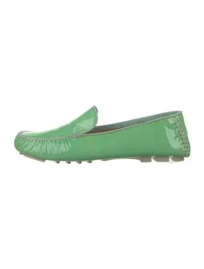 Pre-owned Escada Patent Leather Loafers In Green
