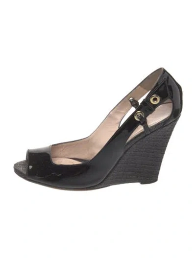Pre-owned Escada Patent Leather Slingback Pumps In Black