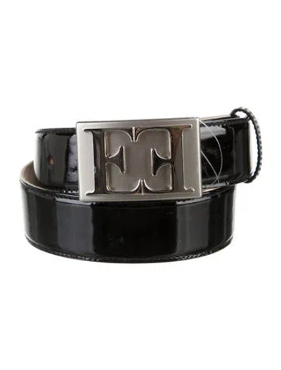 Pre-owned Escada Patent Leather Waist Belt In Black