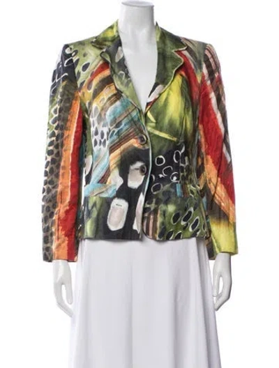 Pre-owned Escada Patterned Blazer In Green