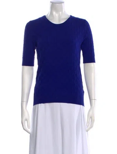 Pre-owned Escada Patterned Crew Neck Sweater In Blue